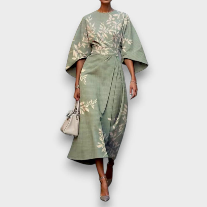 Women's Satin Floral Dress - Effortless Garden Elegance