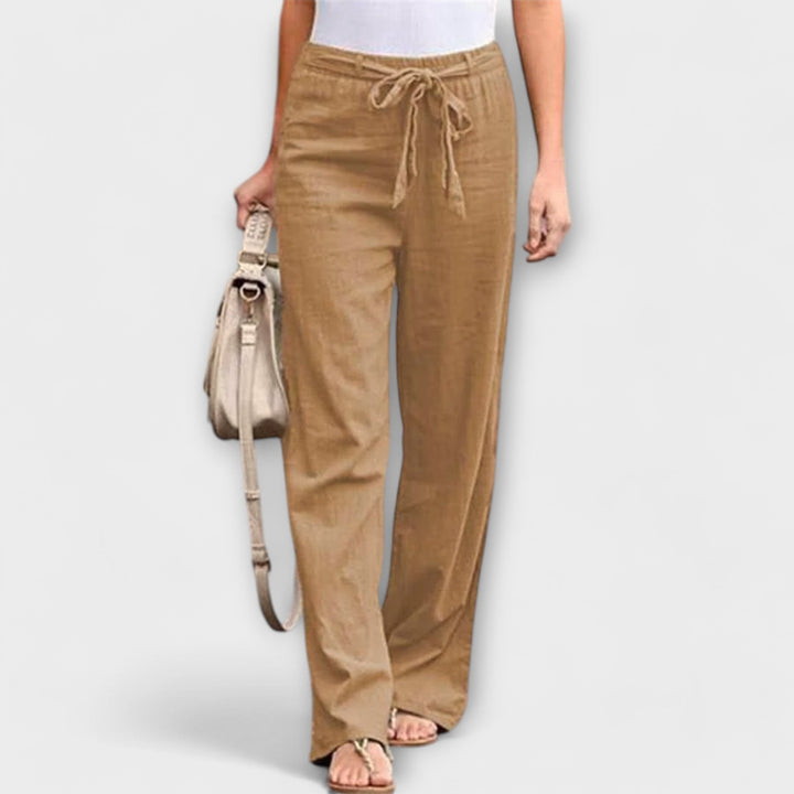 Women's Tie Waist Wide Leg Pants - Effortless Elegance