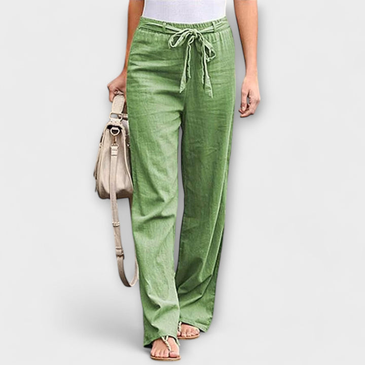 Women's Tie Waist Wide Leg Pants - Effortless Elegance