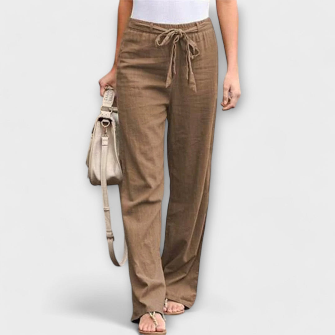 Women's Tie Waist Wide Leg Pants - Effortless Elegance