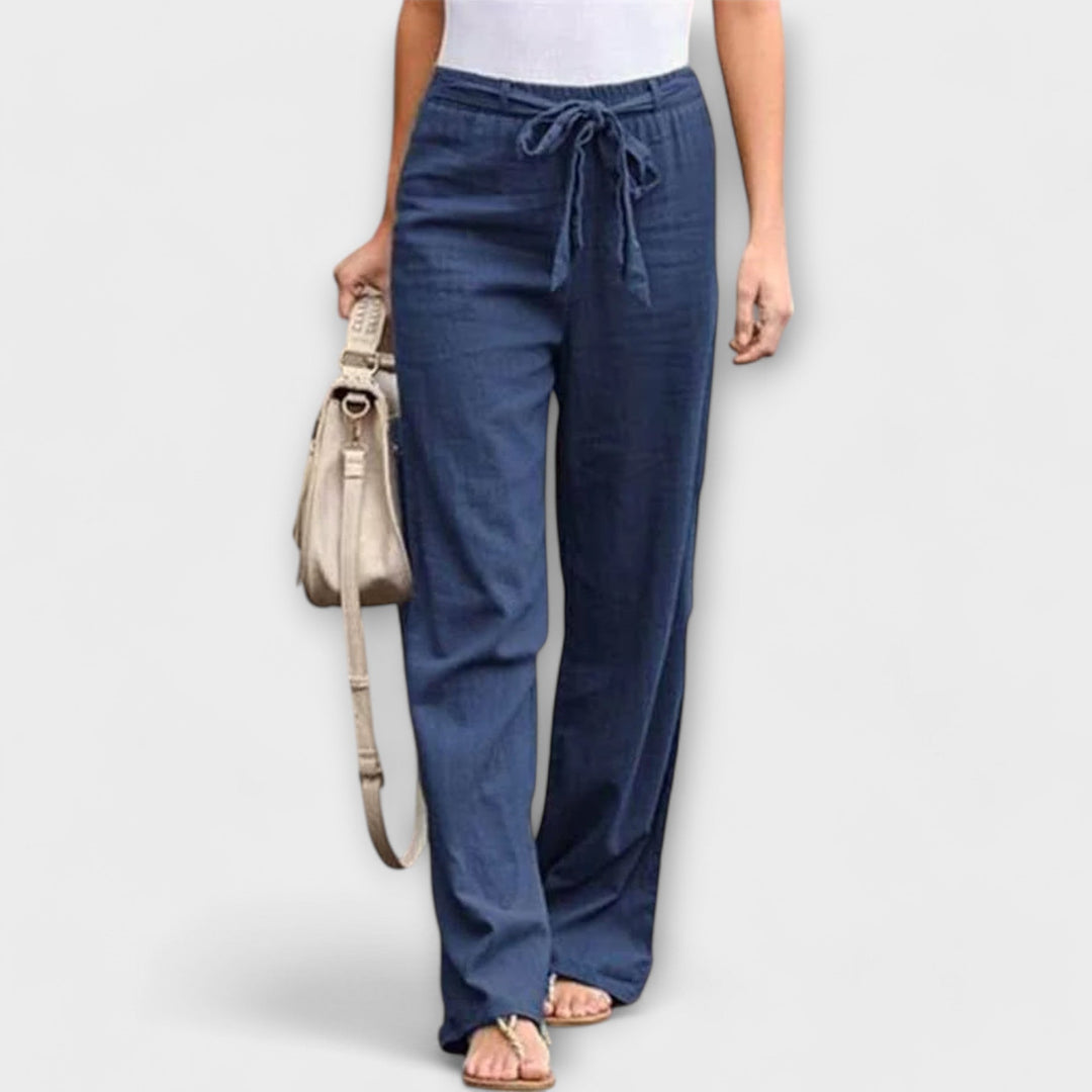 Women's Tie Waist Wide Leg Pants - Effortless Elegance