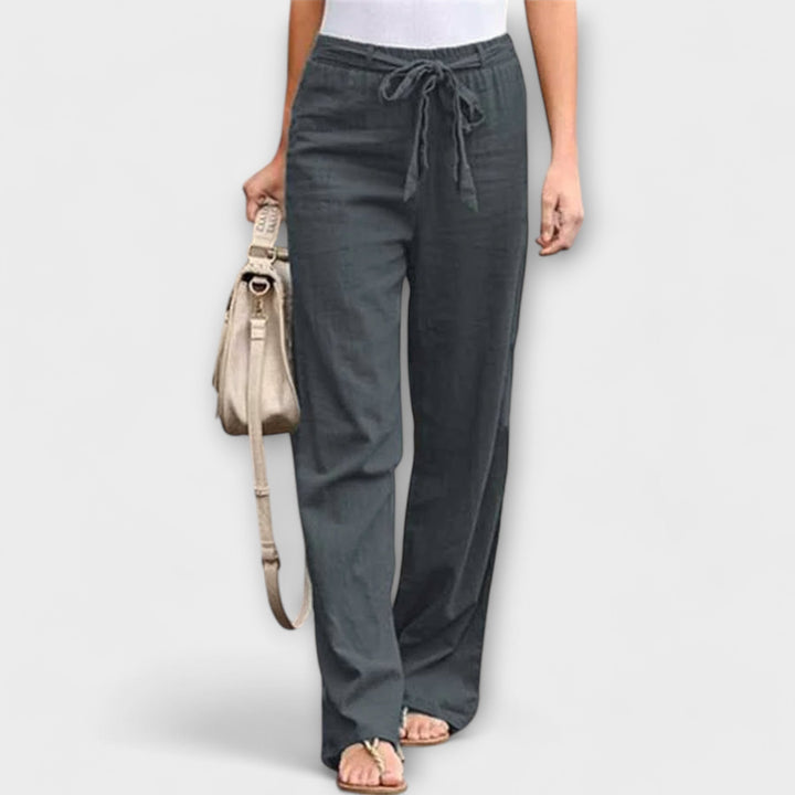 Women's Tie Waist Wide Leg Pants - Effortless Elegance