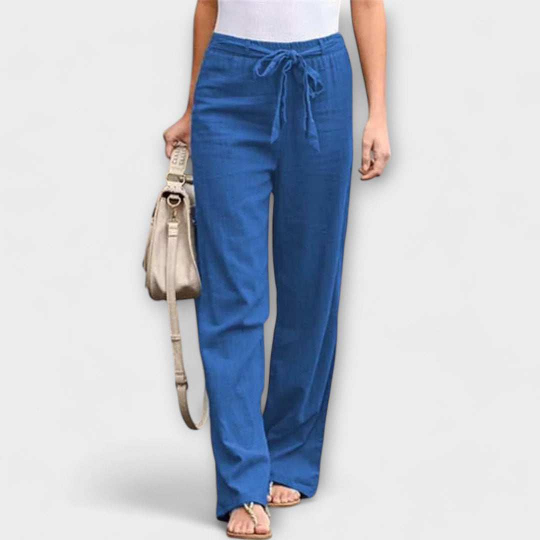 Women's Tie Waist Wide Leg Pants - Effortless Elegance