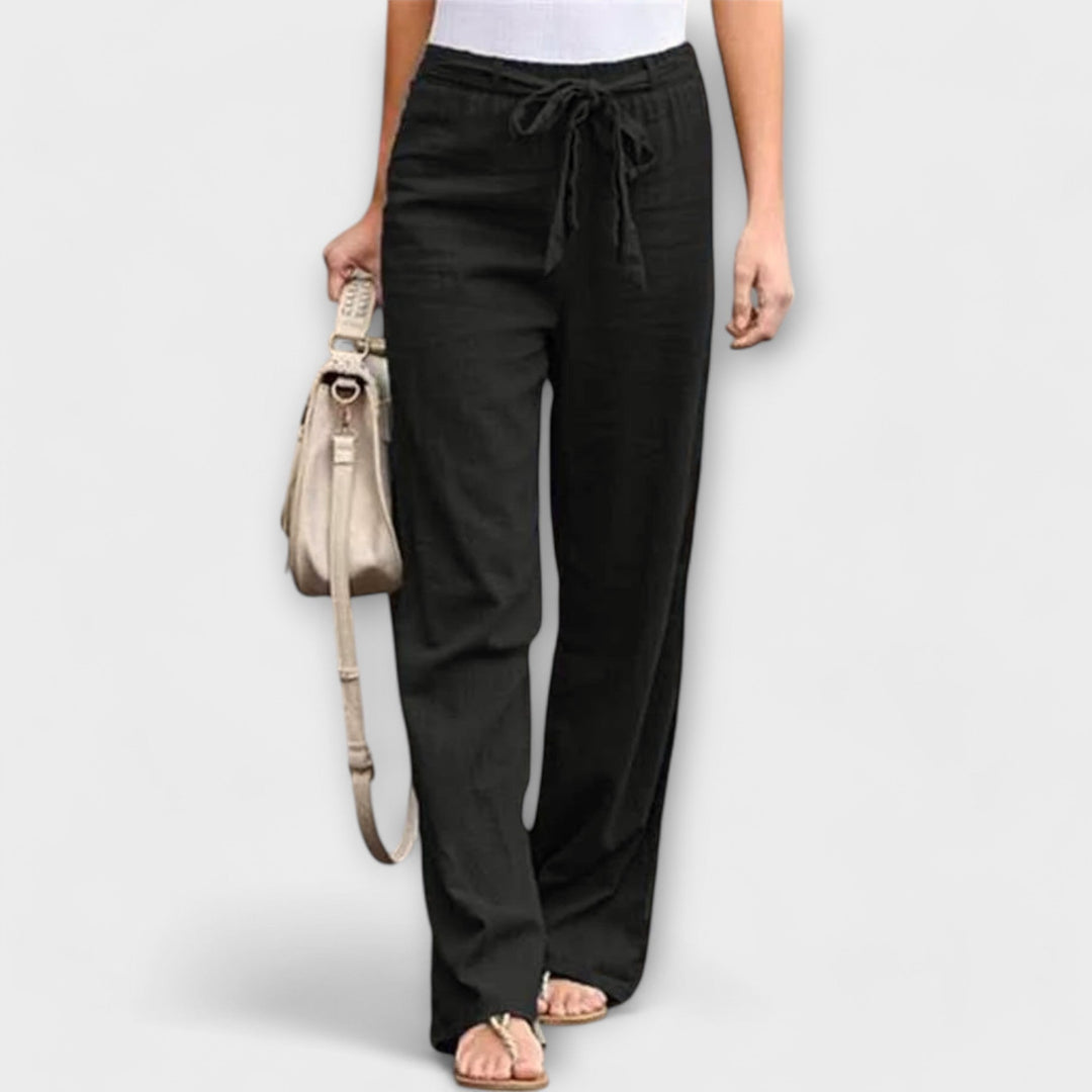 Women's Tie Waist Wide Leg Pants - Effortless Elegance
