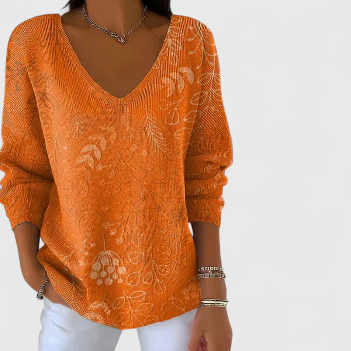 Women's Relaxed V-Neck Sweater - Effortless Everyday Style