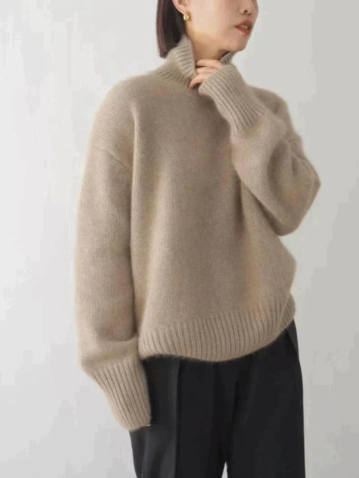 Women's Cozy High-Neck Relaxed Sweater - Everyday Warmth