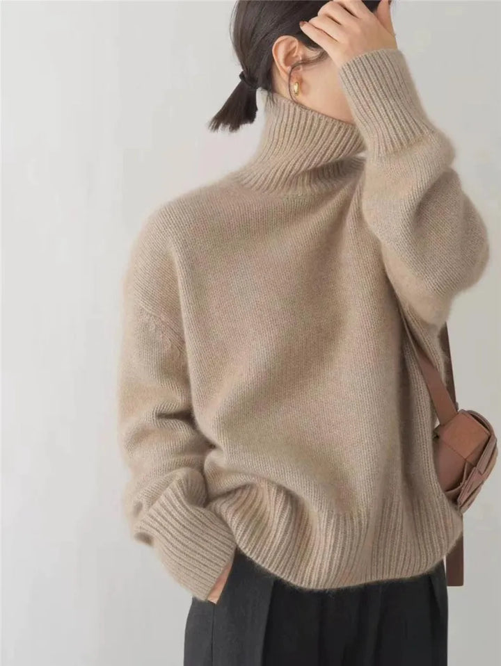 Women's Cozy High-Neck Relaxed Sweater - Everyday Warmth
