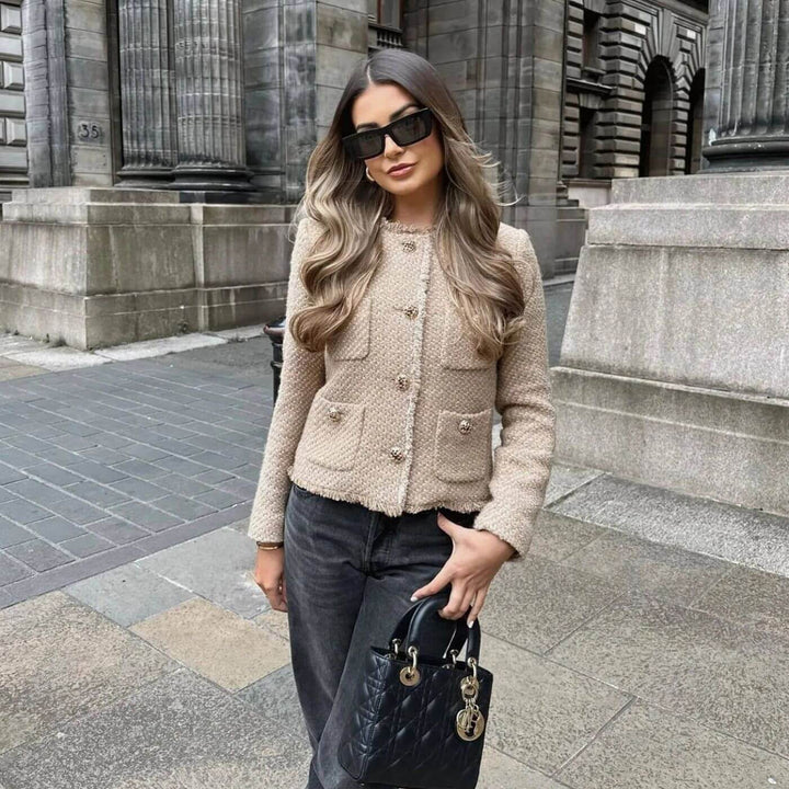 Women's Tailored Tweed Jacket - Timeless Elegance for Any Occasion