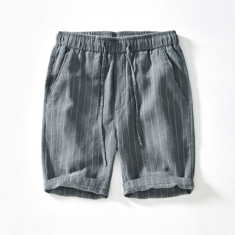 Men's Pinstripe Linen Shorts – Drawstring Coastal Style