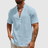 Men's Textured Cotton Short Sleeve Shirt – Breathable Summer Style