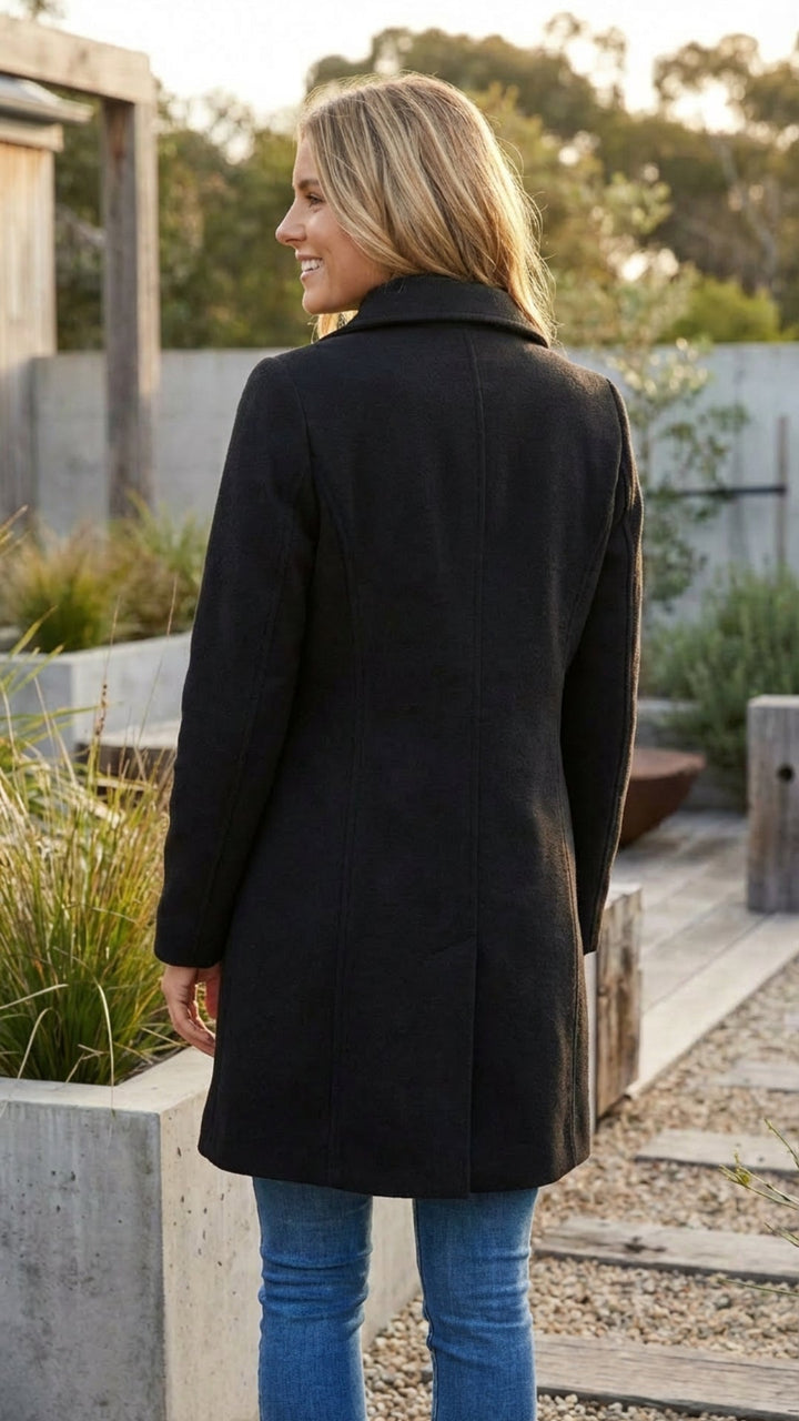 Women's Button-Up Long Coat - Everyday Warmth and Style