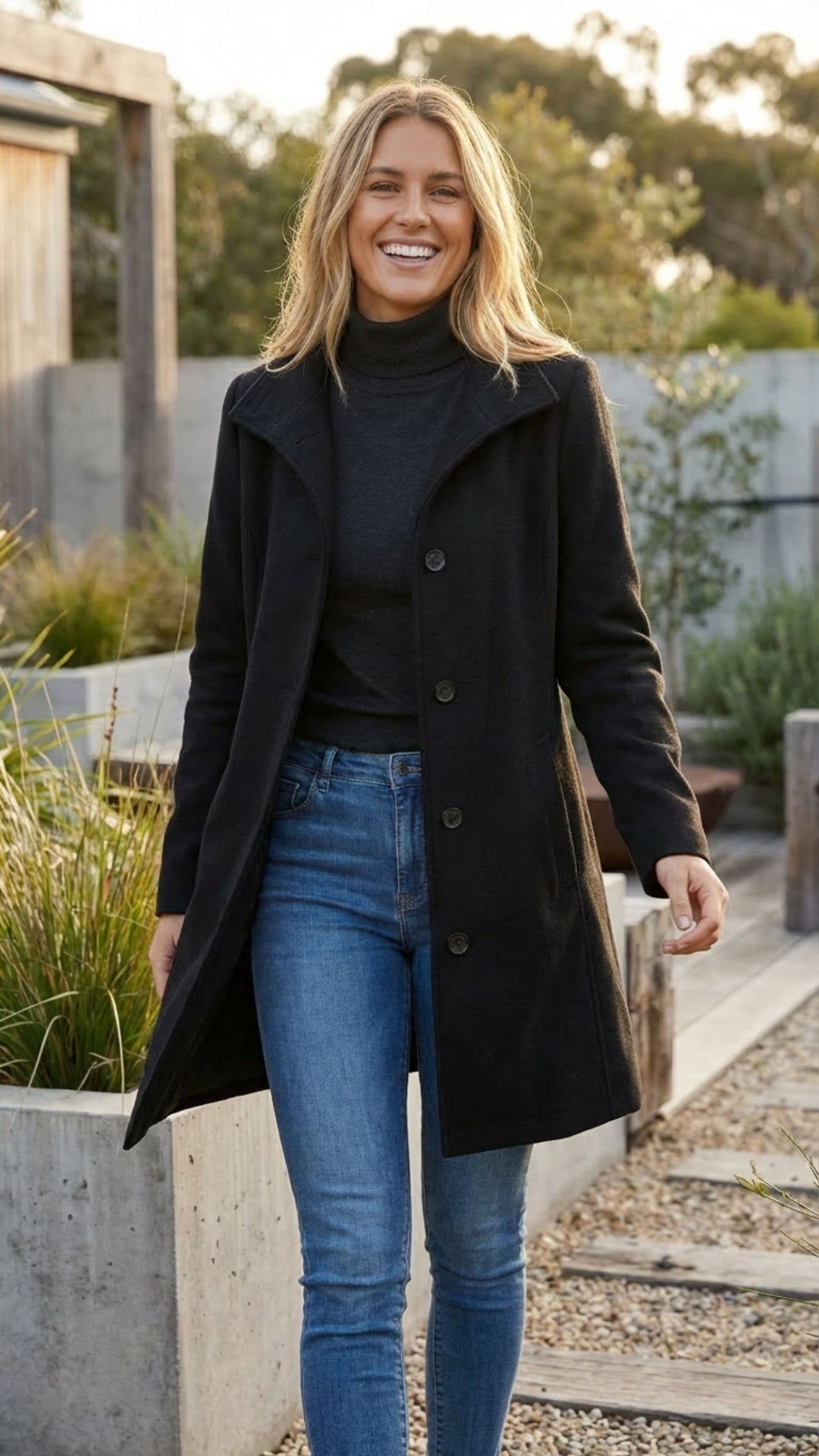 Women's Button-Up Long Coat - Everyday Warmth and Style