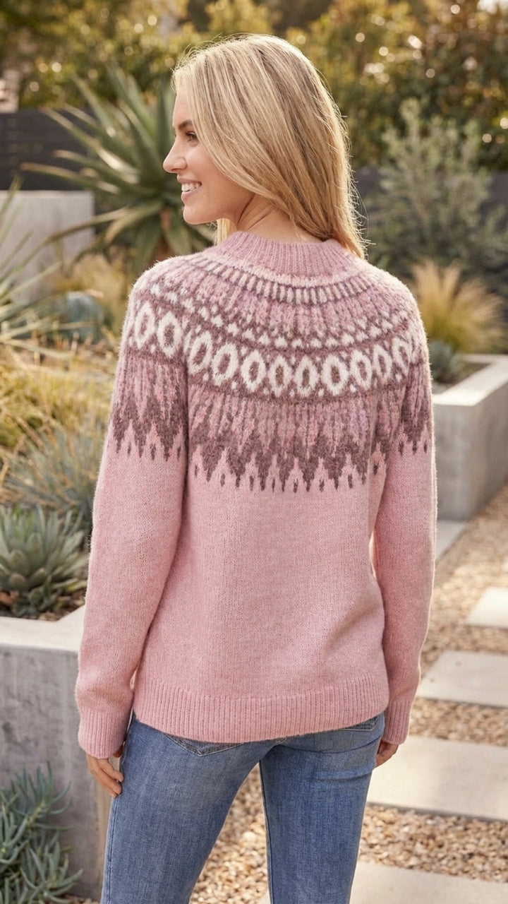 Women's Fair Isle Patterned Sweater - Cozy Classic for Cool Days