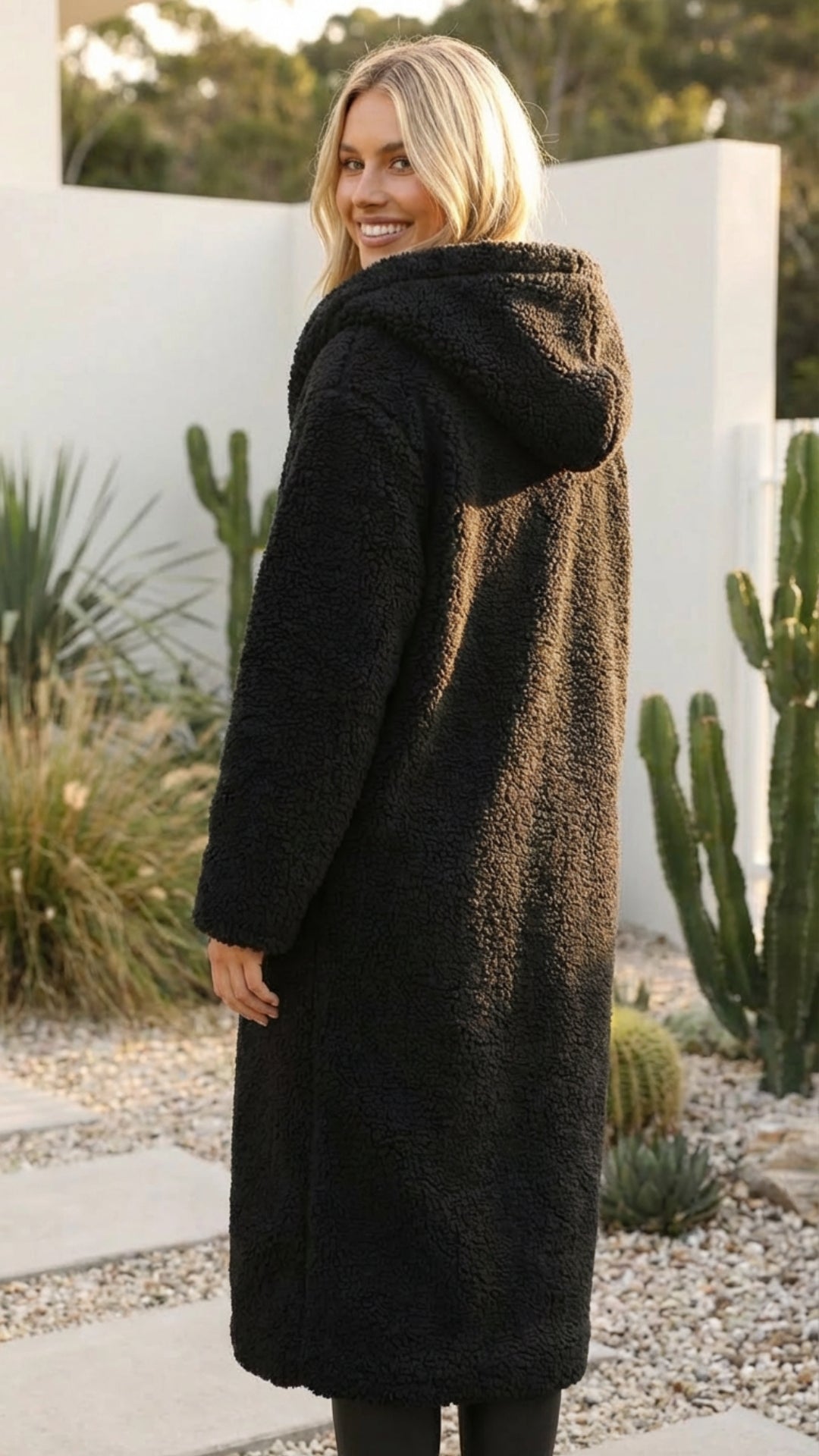 Women's Long Faux Fur Teddy Coat - Cozy Winter Layer