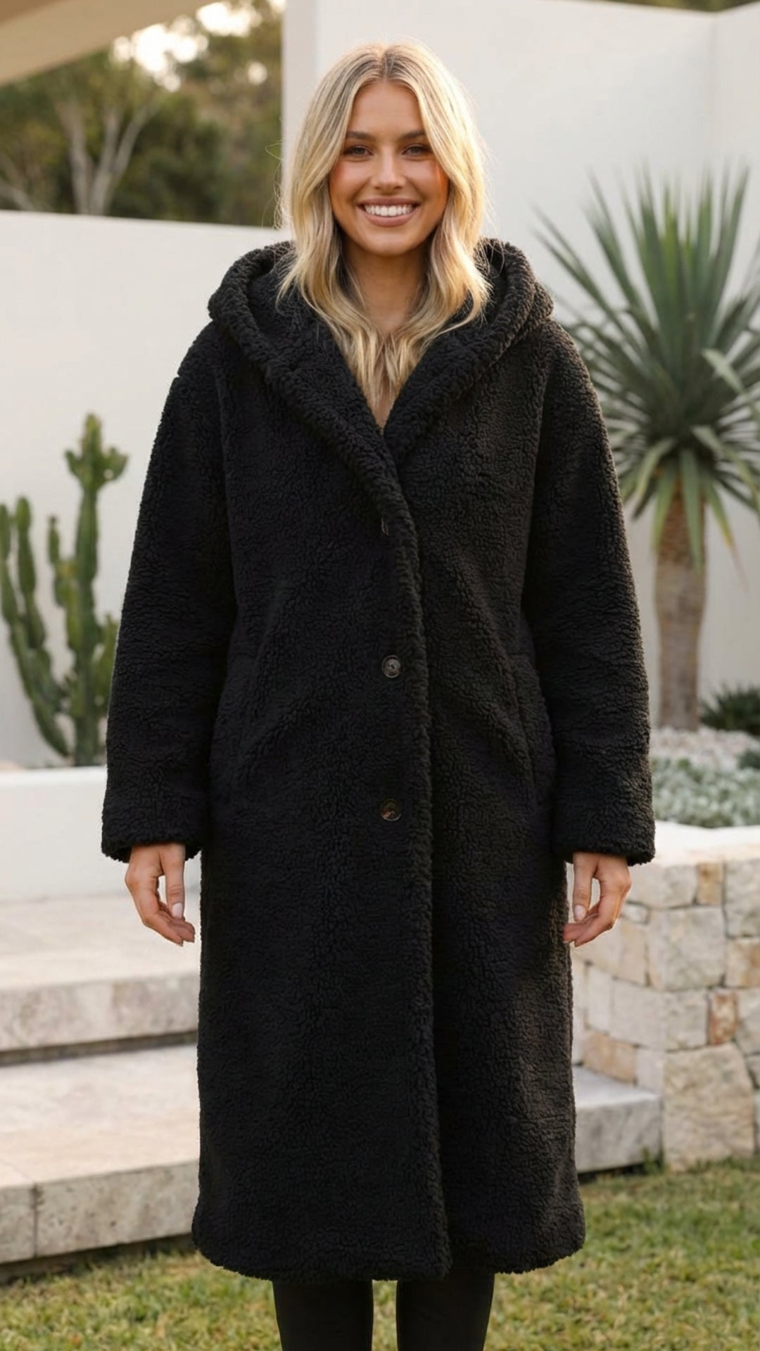 Women's Long Faux Fur Teddy Coat - Cozy Winter Layer