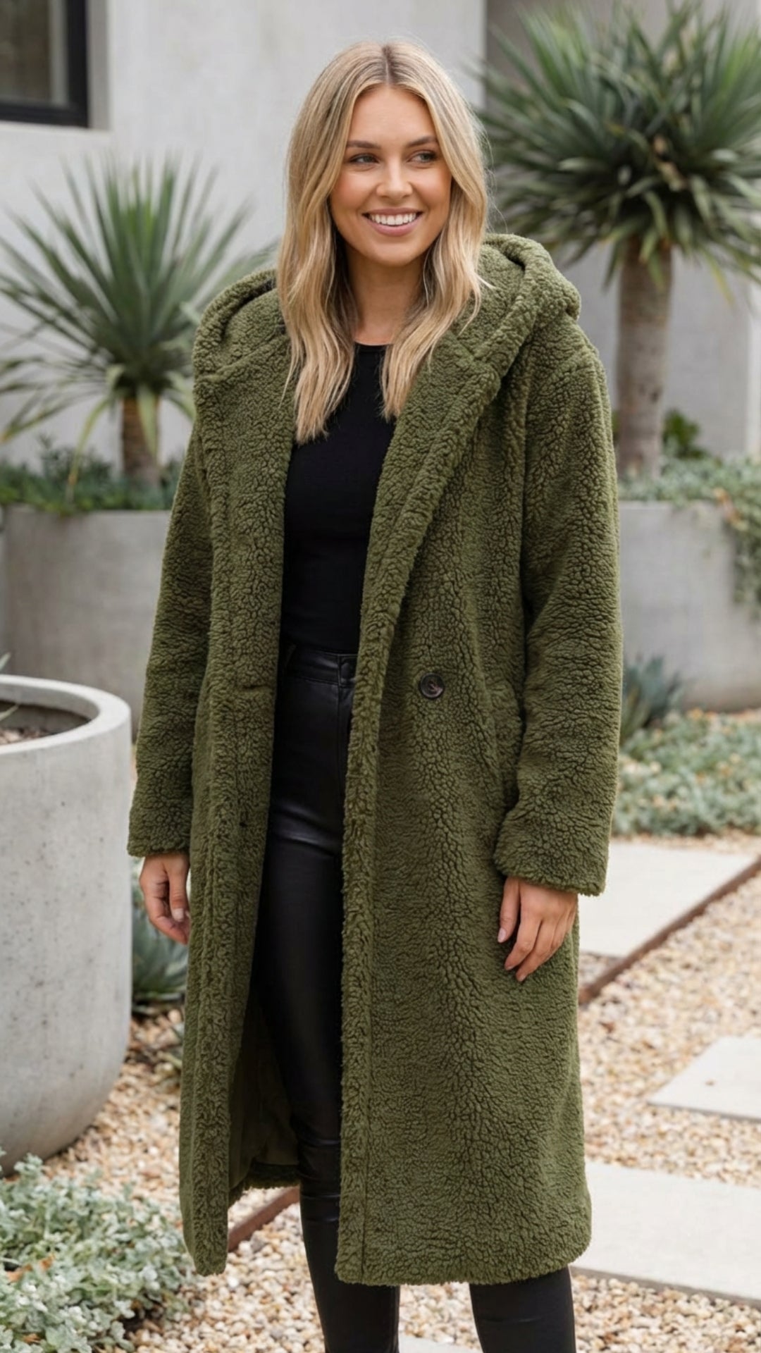 Women's Long Faux Fur Teddy Coat - Cozy Winter Layer
