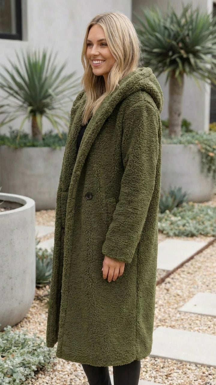 Women's Long Faux Fur Teddy Coat - Cozy Winter Layer