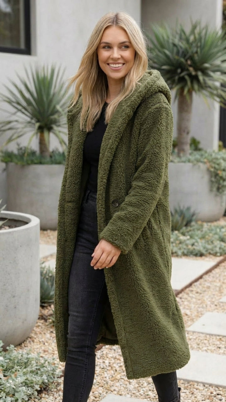 Women's Long Faux Fur Teddy Coat - Cozy Winter Layer