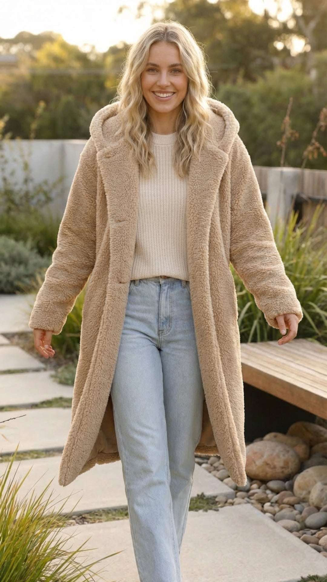 Women's Long Faux Fur Teddy Coat - Cozy Winter Layer