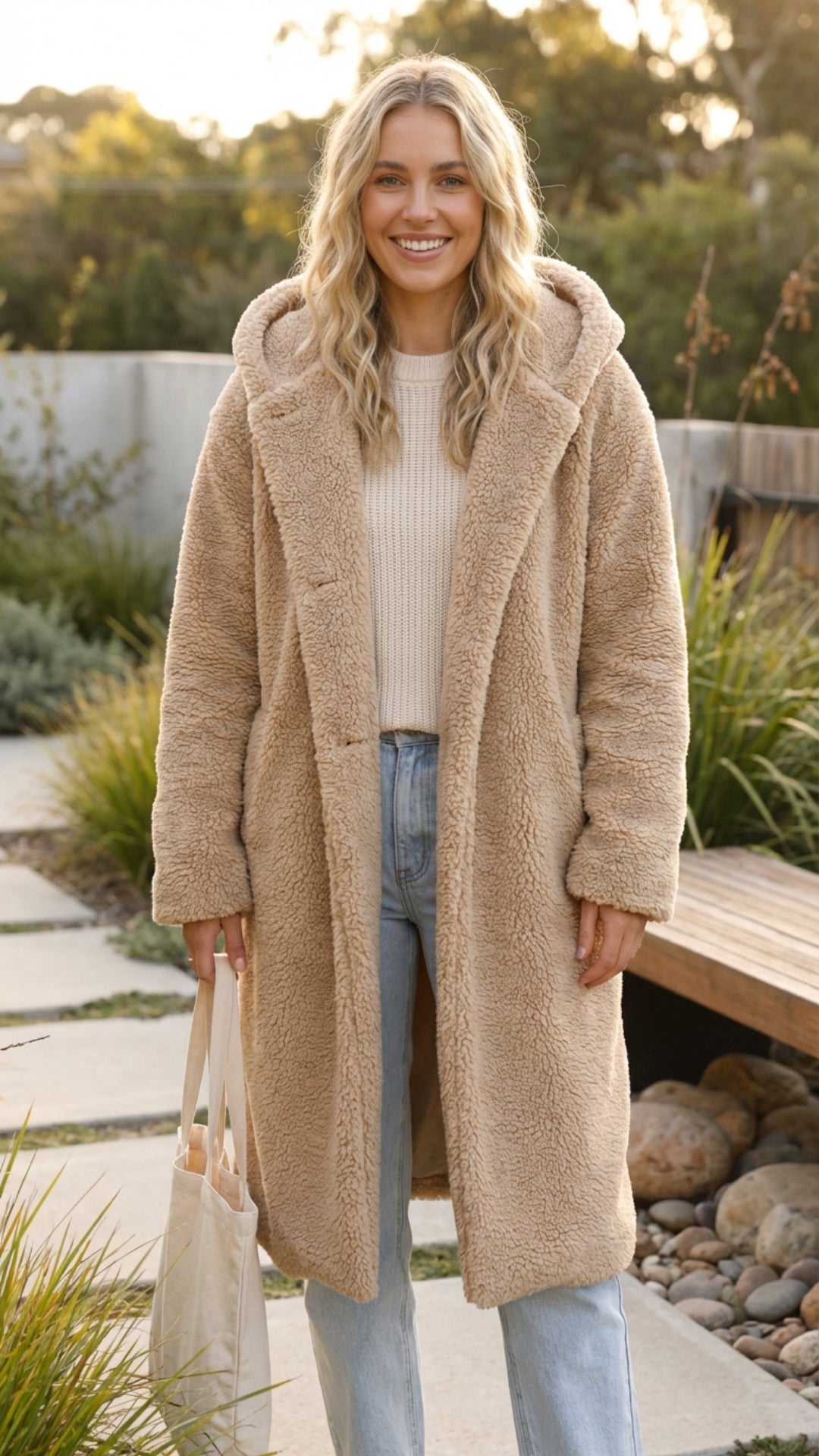 Women's Long Faux Fur Teddy Coat - Cozy Winter Layer