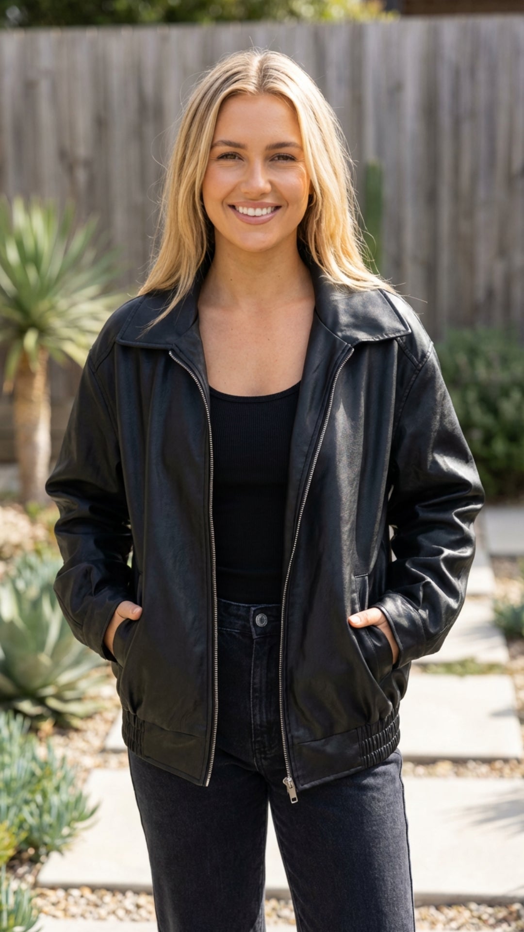 Women's Oversized Zip-Up Bomber Jacket - Everyday Casual