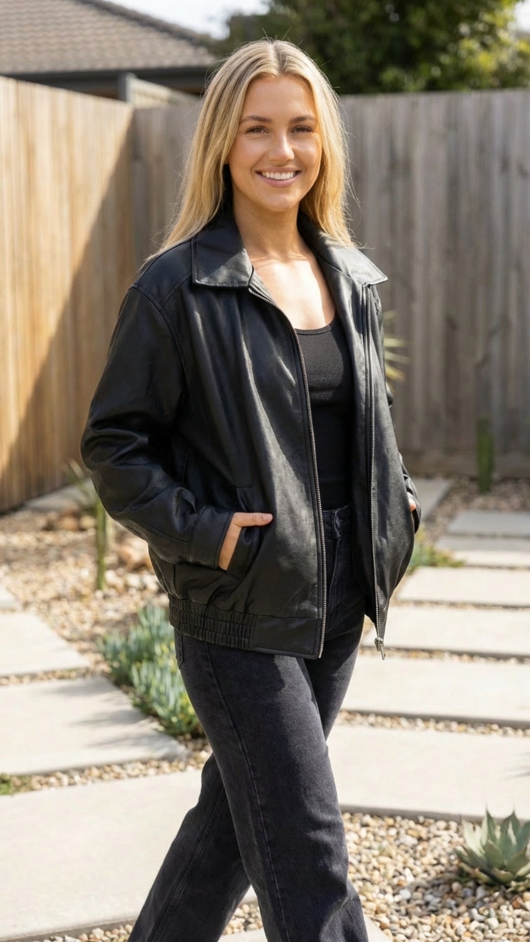 Women's Oversized Zip-Up Bomber Jacket - Everyday Casual