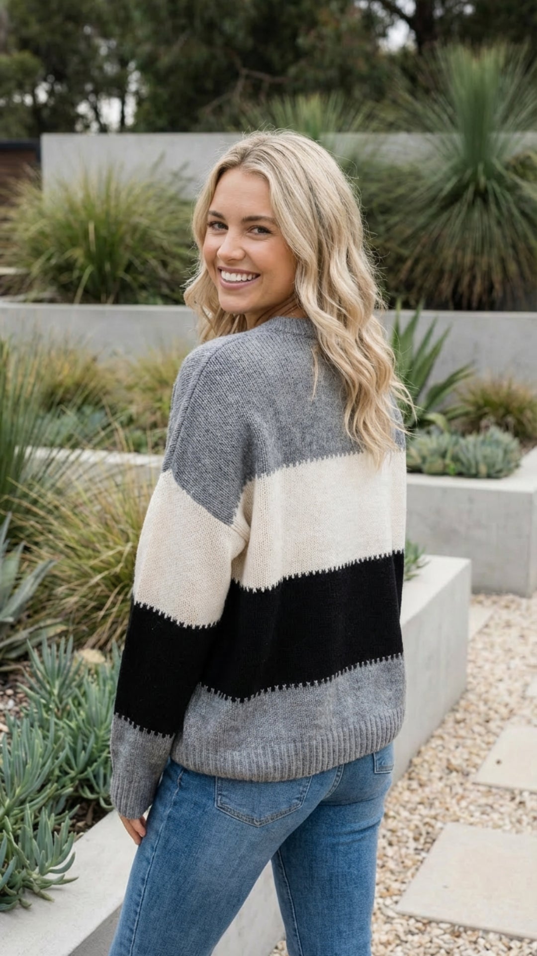 Women's Striped Knit Sweater Pullover - Effortless Everyday Comfort