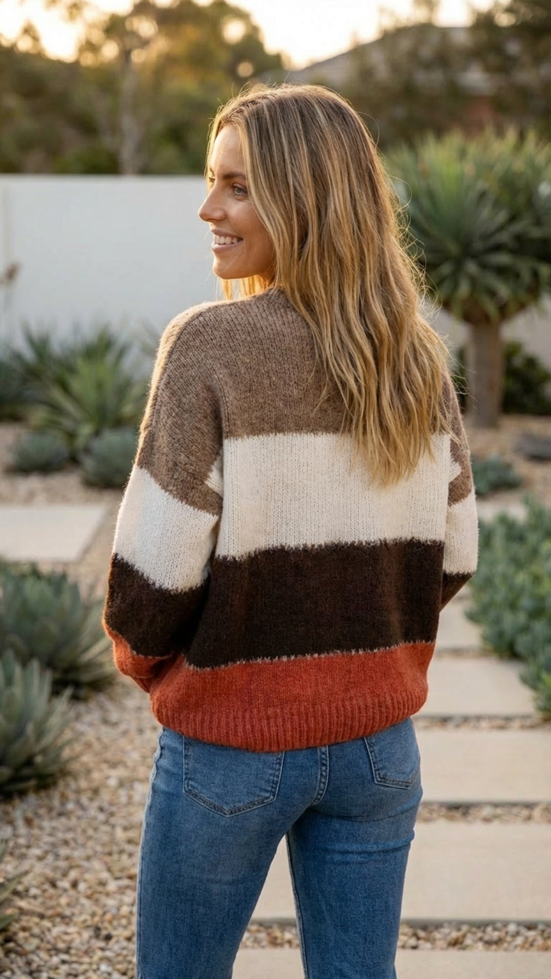 Women's Striped Knit Sweater Pullover - Effortless Everyday Comfort