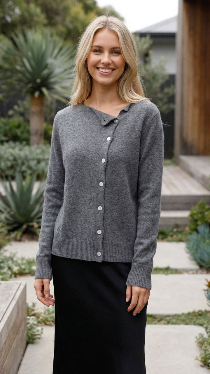 Women's V-Neck Button-Up Knit Cardigan - Everyday Layering Essential
