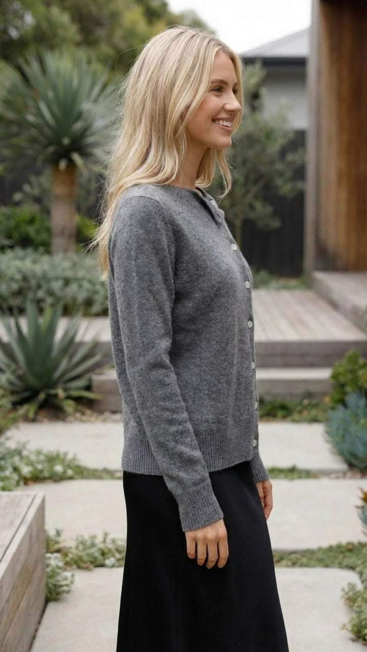 Women's V-Neck Button-Up Knit Cardigan - Everyday Layering Essential