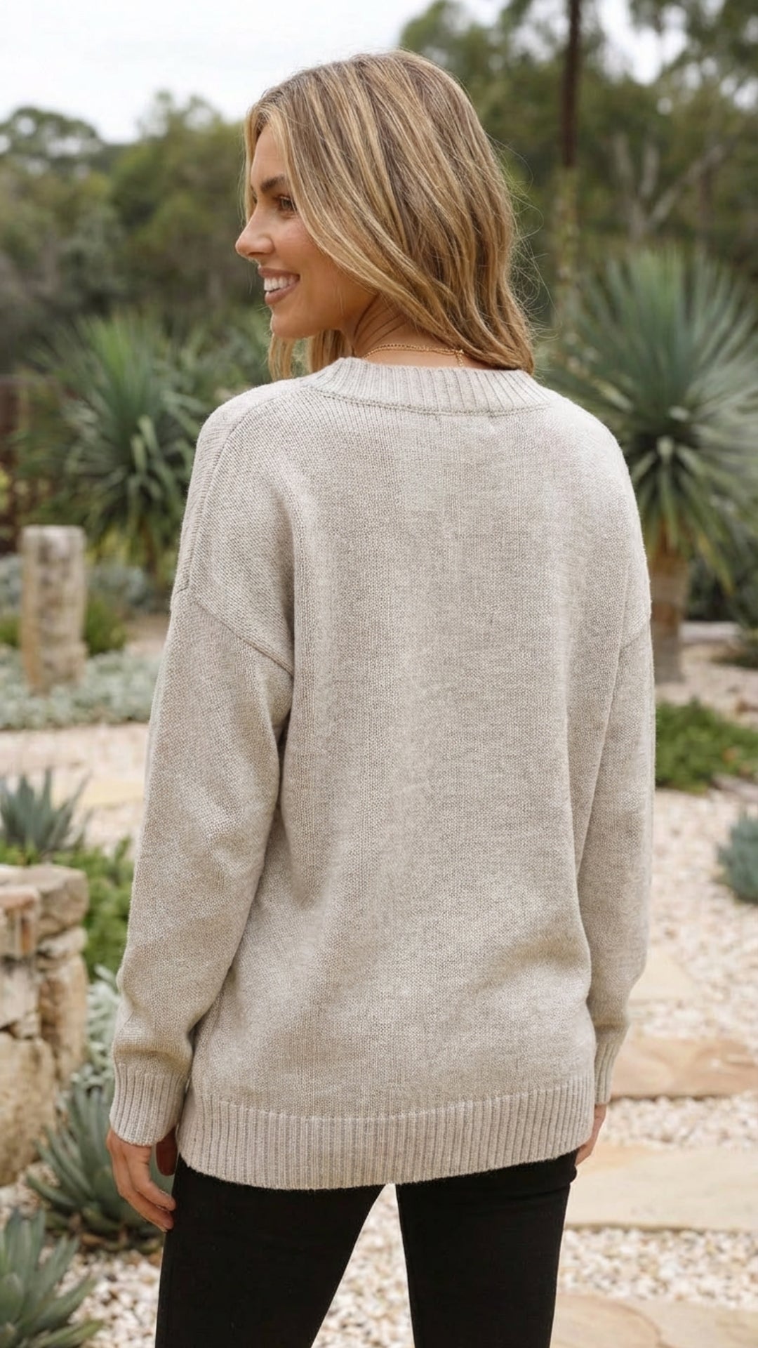 Women's V-Neck Relaxed Fit Soft Knit Sweater - Everyday Comfort