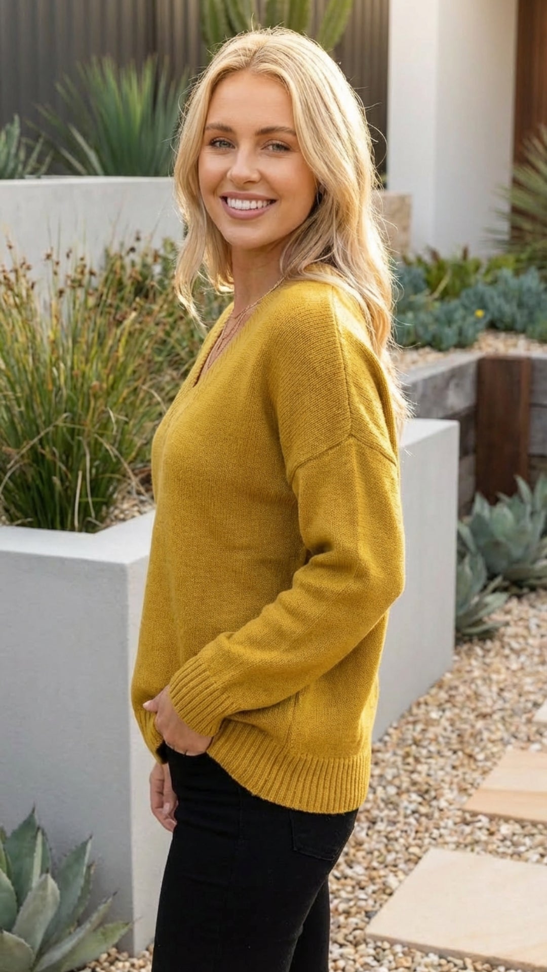 Women's V-Neck Relaxed Fit Soft Knit Sweater - Everyday Comfort