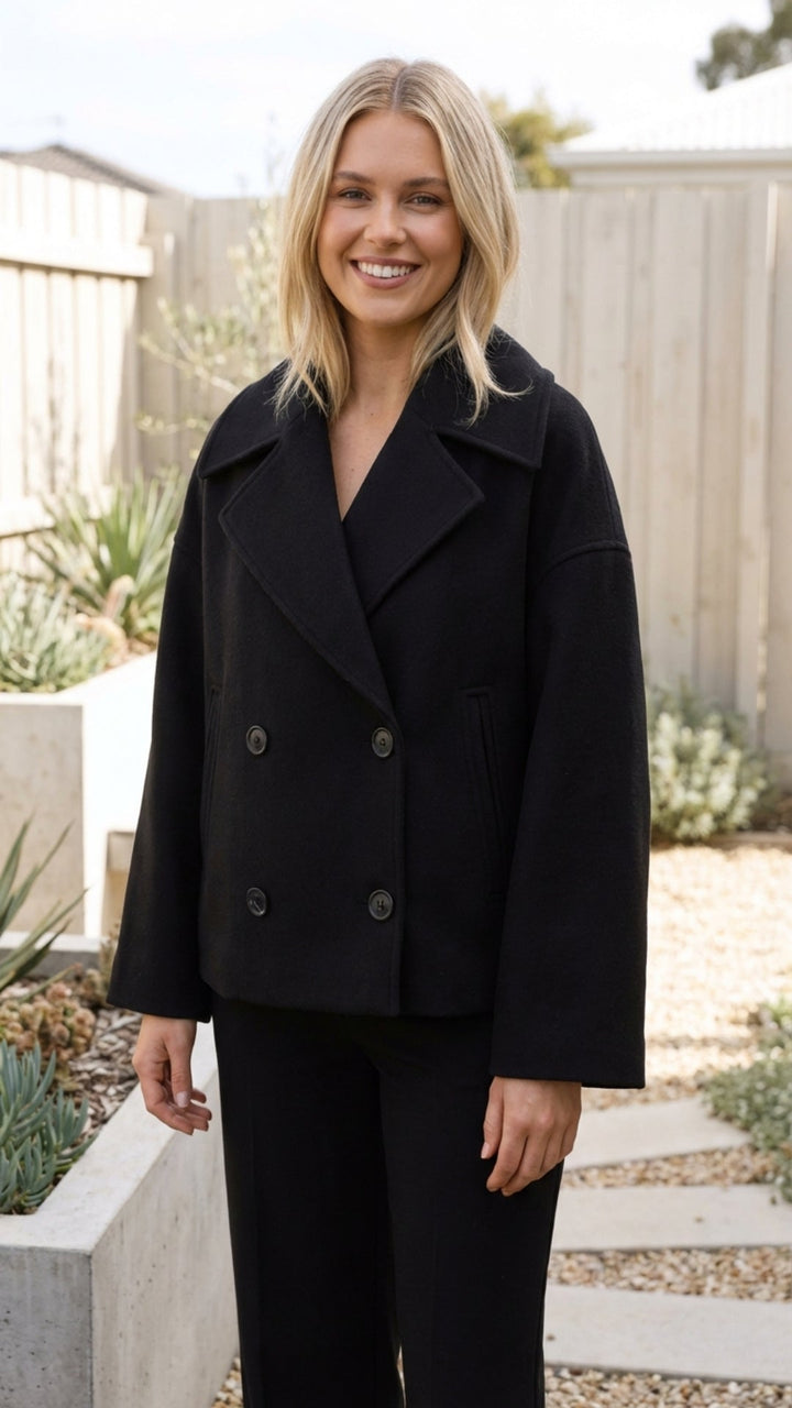 Women's Double-Breasted Cropped Jacket - Everyday Layering