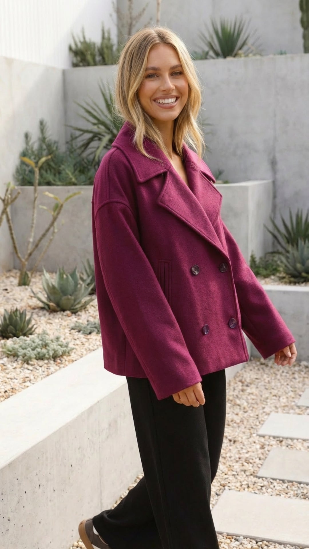 Women's Double-Breasted Cropped Jacket - Everyday Layering