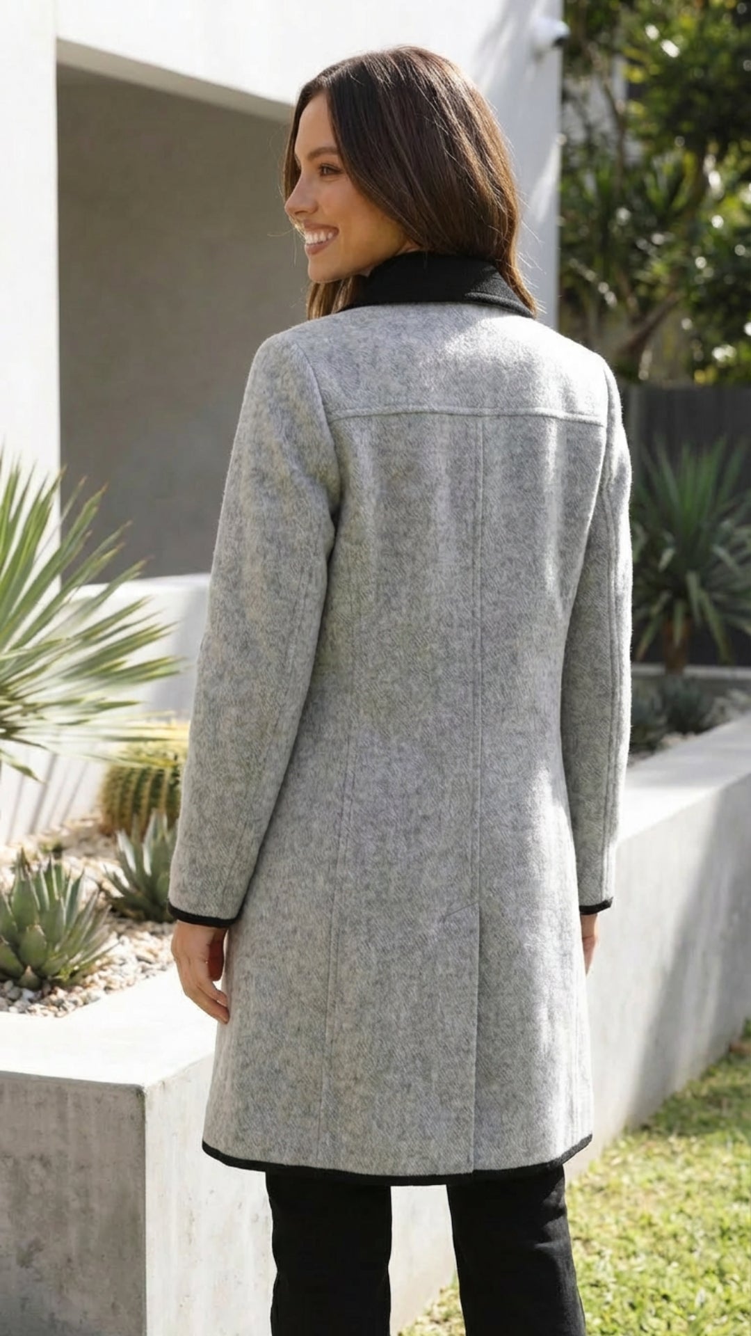 Women's Double Breasted Tailored Long Coat - Polished Silhouette