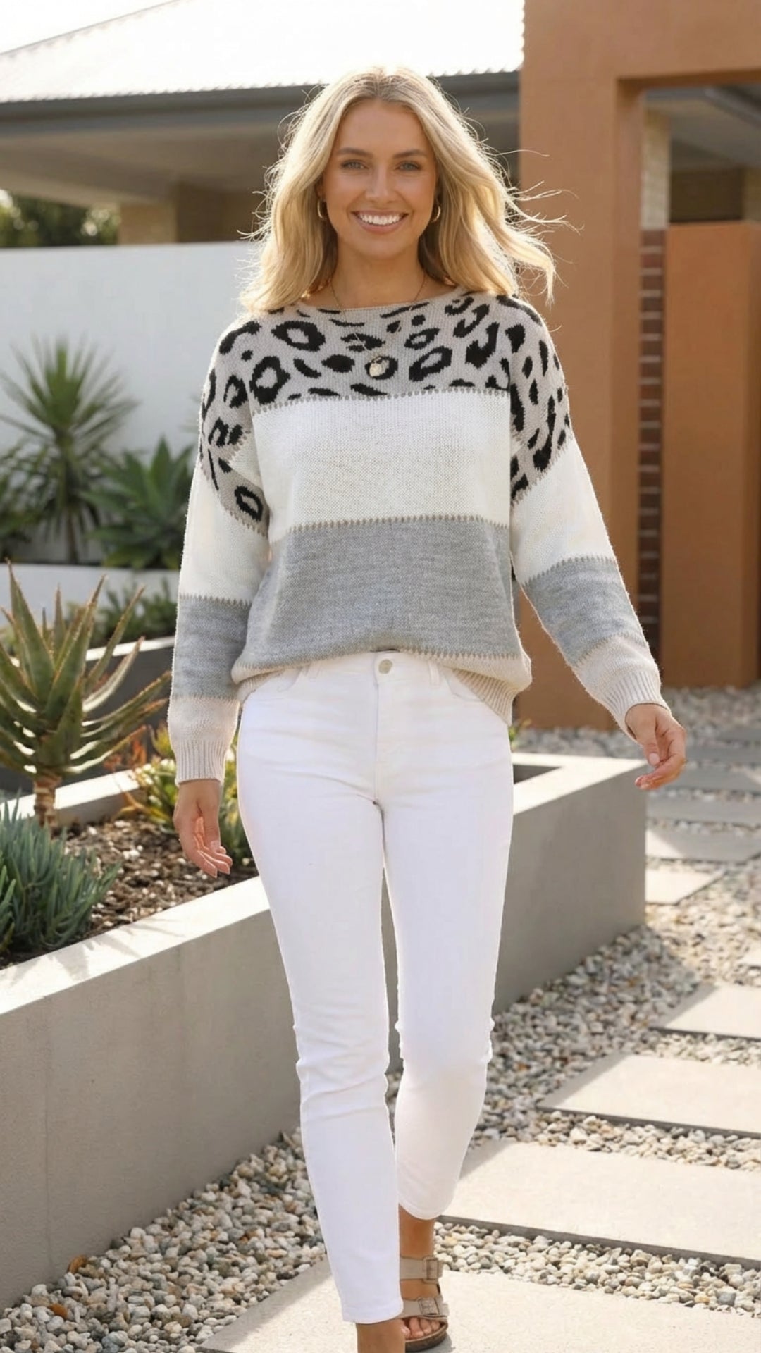 Women's Leopard Print Knit Sweater - Everyday Statement Style