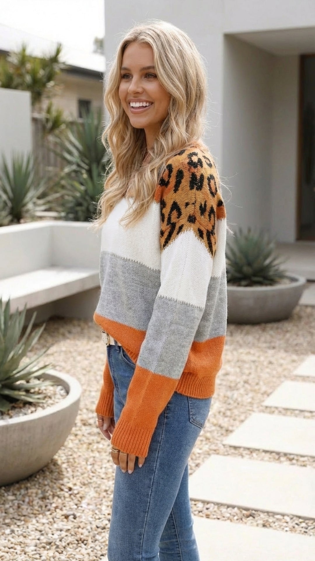 Women's Leopard Print Knit Sweater - Everyday Statement Style