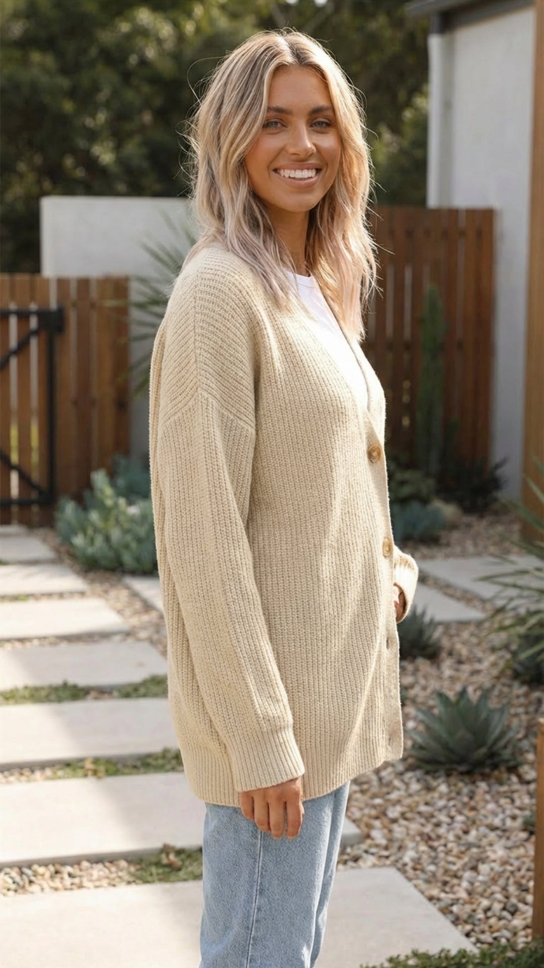Women's Long Button-Up Knit Cardigan - Cozy Everyday Essential