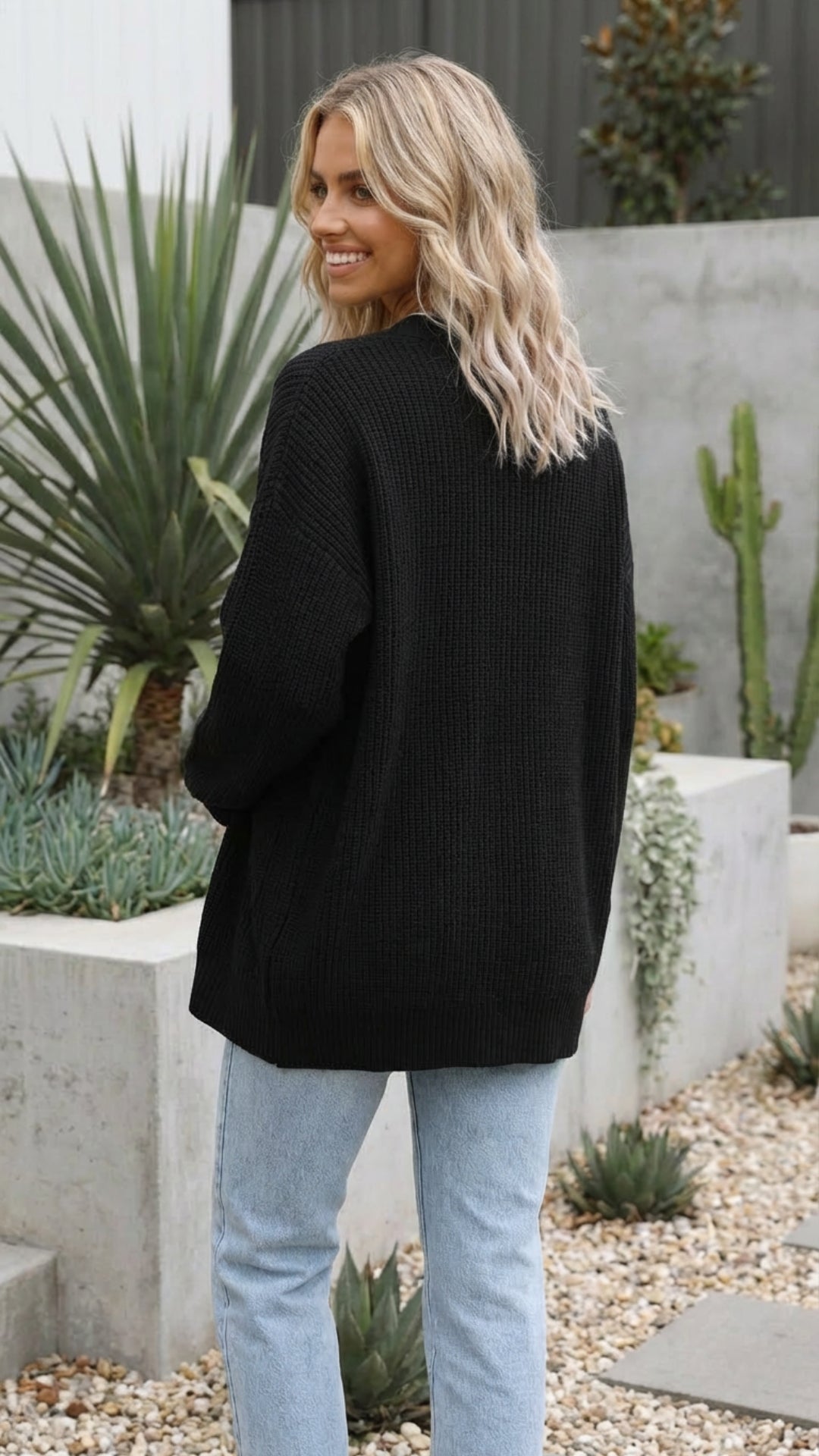 Women's Long Button-Up Knit Cardigan - Cozy Everyday Essential
