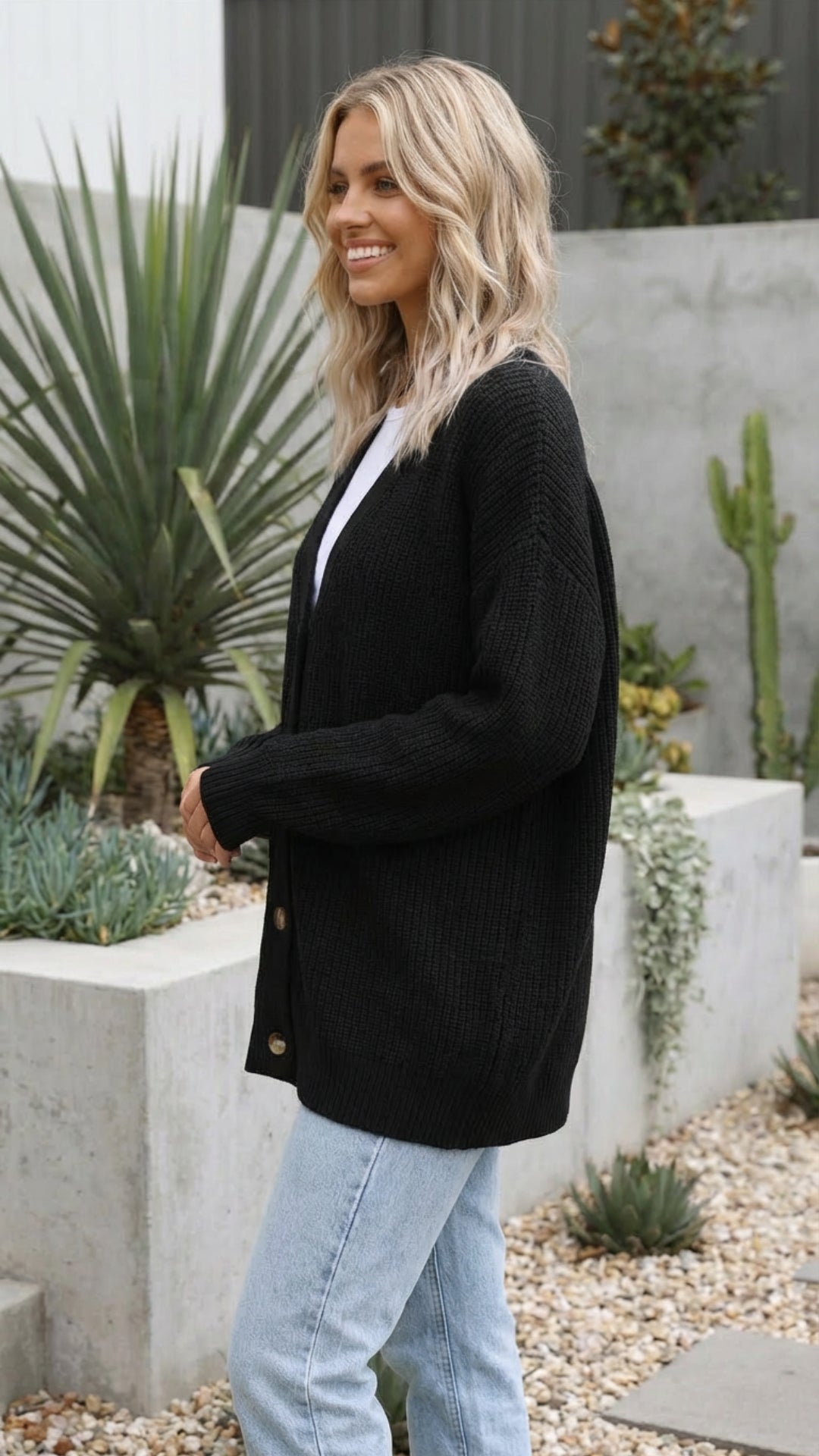 Women's Long Button-Up Knit Cardigan - Cozy Everyday Essential