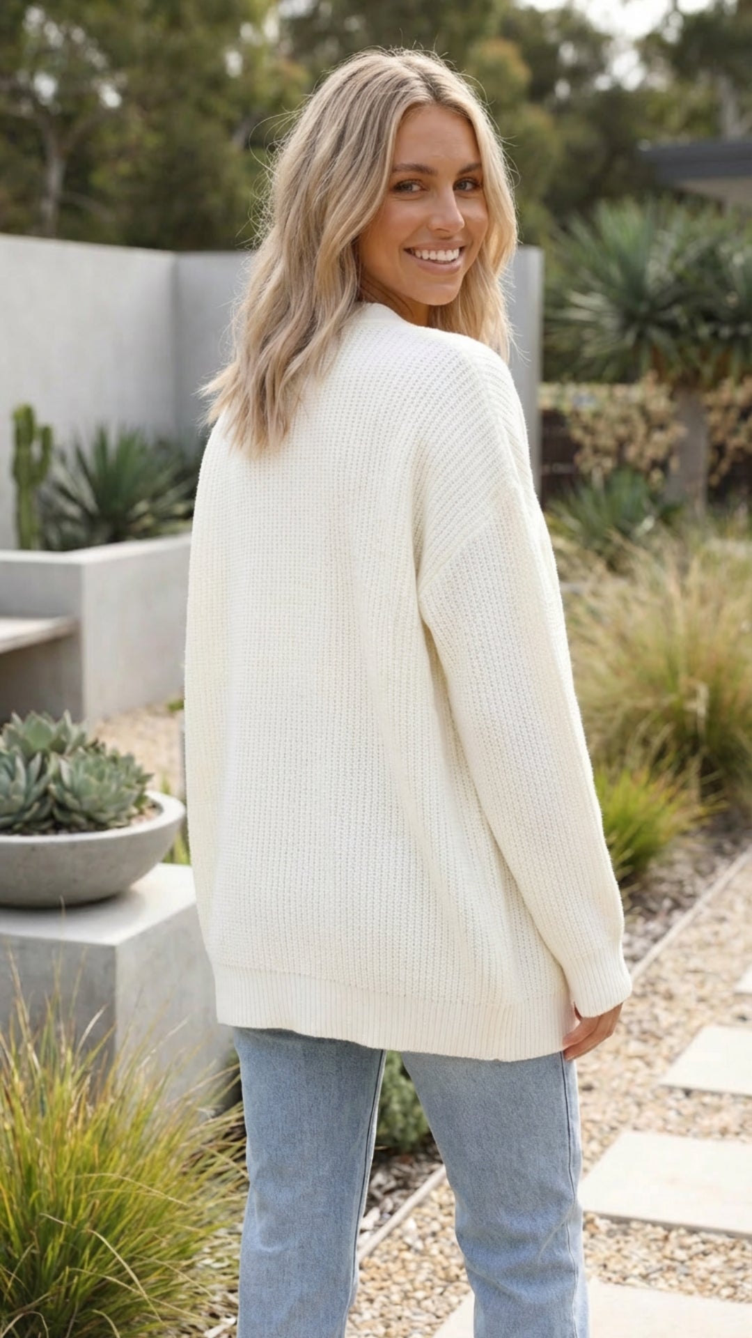 Women's Long Button-Up Knit Cardigan - Cozy Everyday Essential