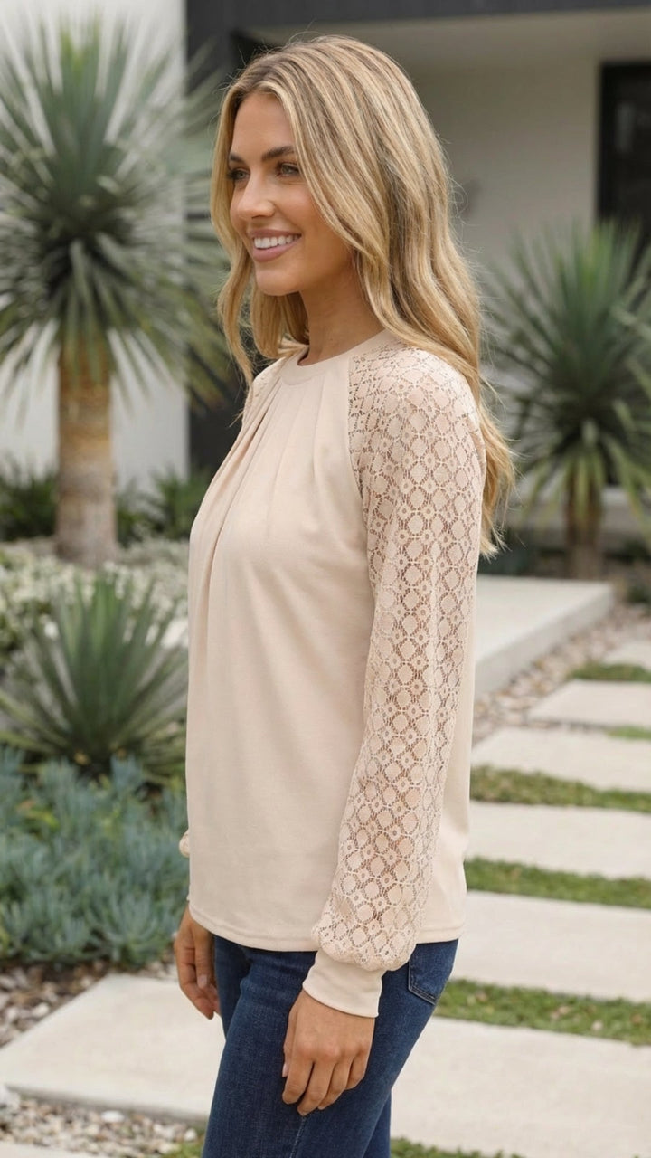 Women's Long Sleeve Lace Blouse - Effortless Elegance for Nights Out