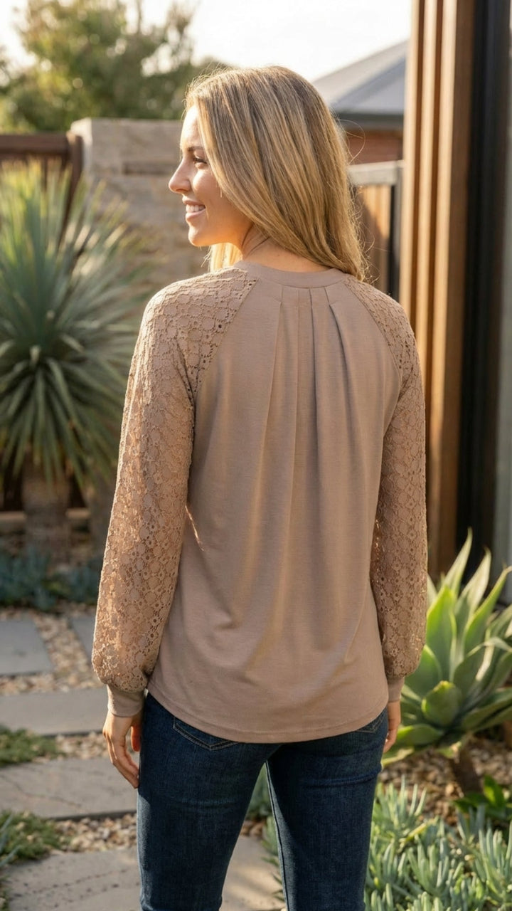 Women's Long Sleeve Lace Blouse - Effortless Elegance for Nights Out