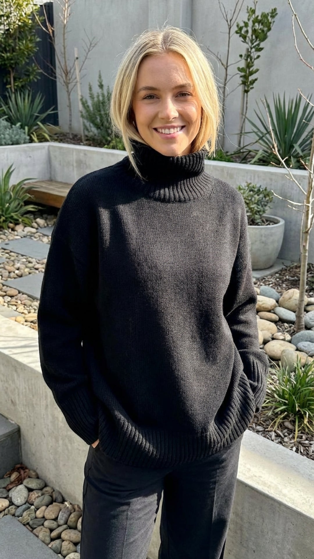 Women's Turtleneck Knit Sweater - Cozy Everyday Wear