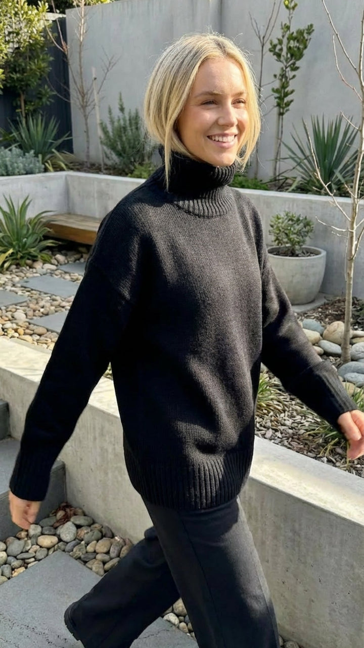 Women's Turtleneck Knit Sweater - Cozy Everyday Wear