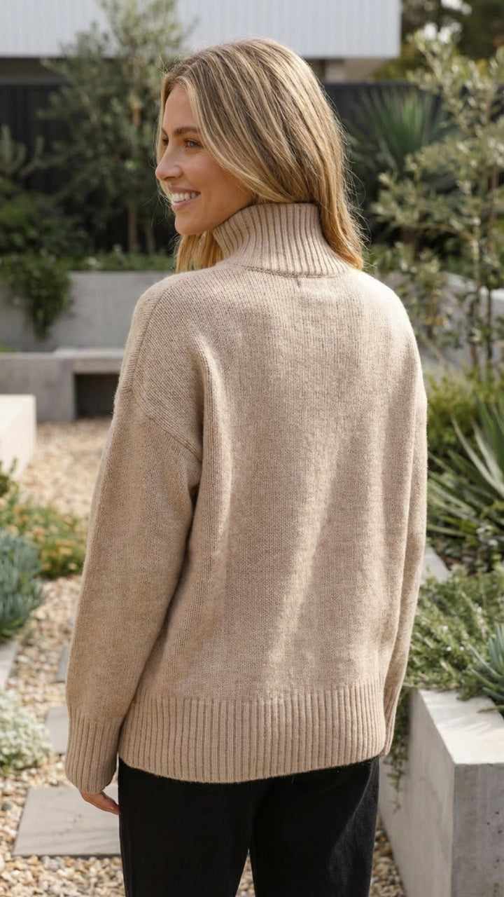 Women's Turtleneck Knit Sweater - Cozy Everyday Wear
