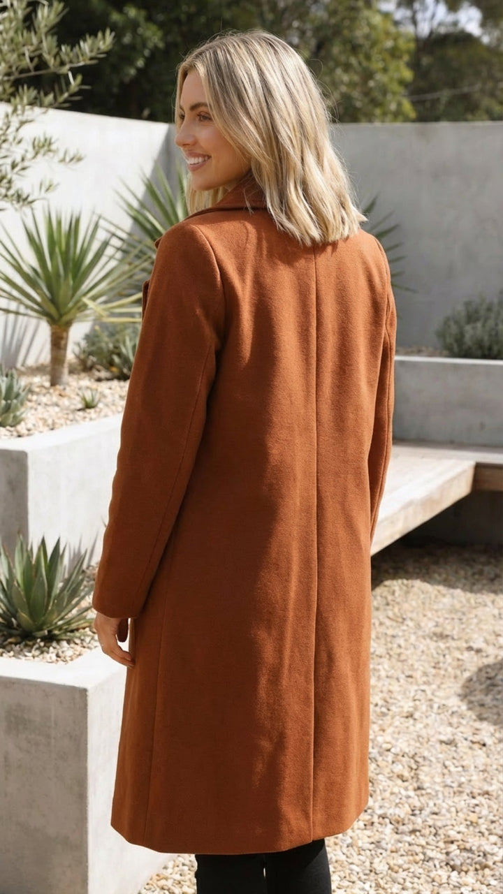 Women's Double Breasted Long Coat - Timeless Polished Outerwear