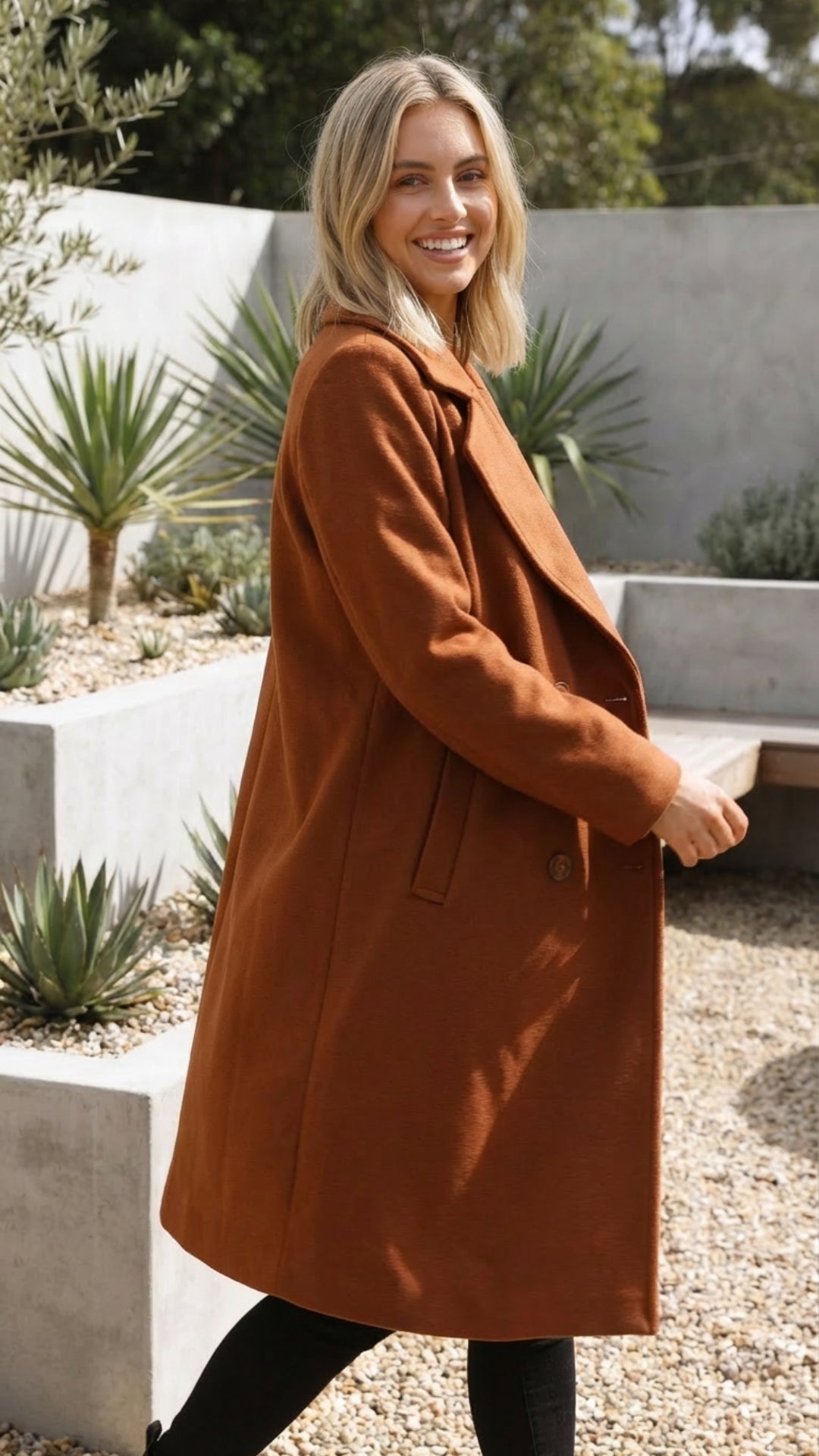 Women's Double Breasted Long Coat - Timeless Polished Outerwear