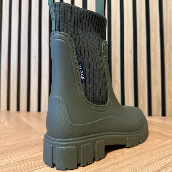 Women's Chunky Knit Rain Boot - Waterproof & Fashion-Forward