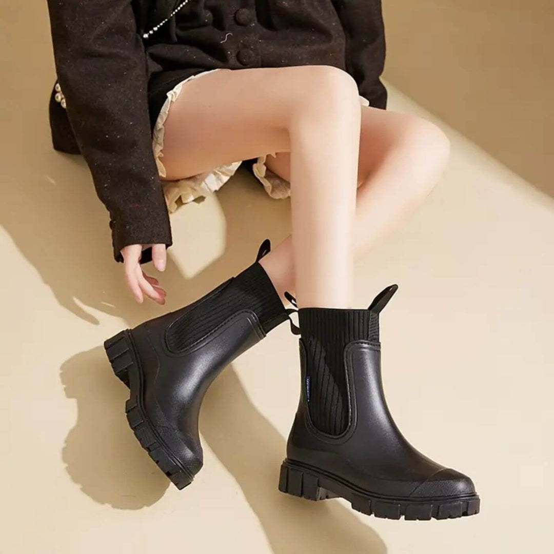 Women's Chunky Knit Rain Boot - Waterproof & Fashion-Forward